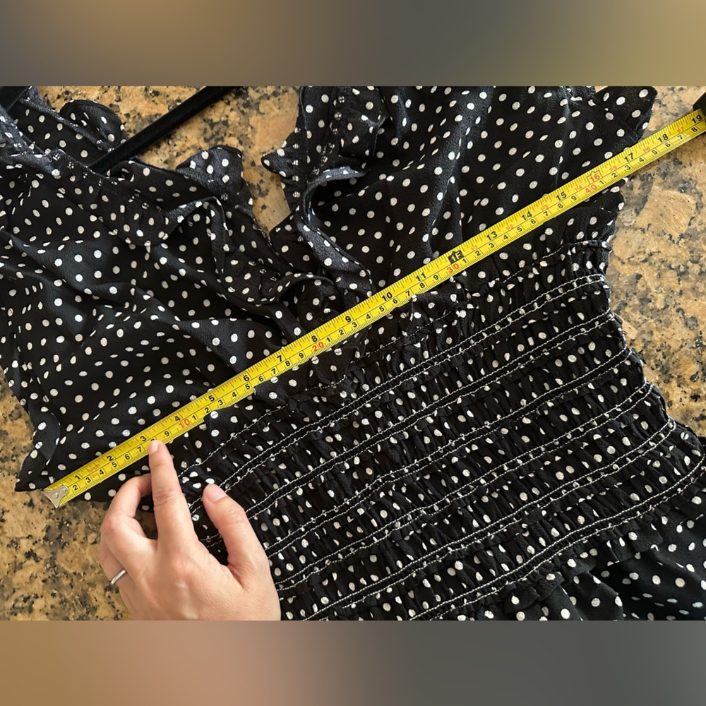 NWT max studio black wide leg jumpsuit with polka dots pls look measurements - Picture 10 of 13